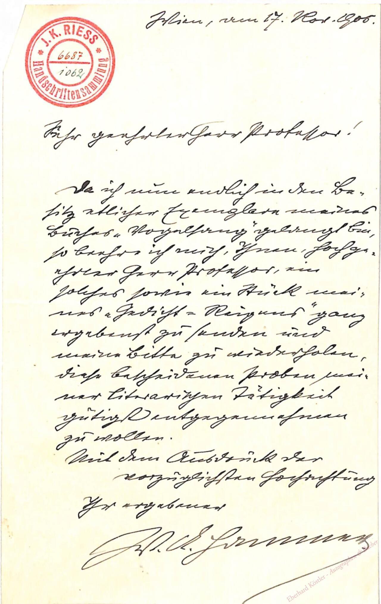 Hammer, Wilhelm Arthur, Schriftsteller (1871-1941). Hammer, Wilhelm Arthur, Schriftsteller (1871-1941).