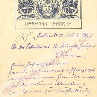 Hendrich, Hermann, Maler, Lithograph (1856-1931). Hendrich, Hermann, Maler, Lithograph (1856-1931).