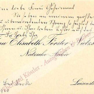 Förster-Nietzsche, Elisabeth, Schwester von Friedrich Nietzsche (1846-1935).
