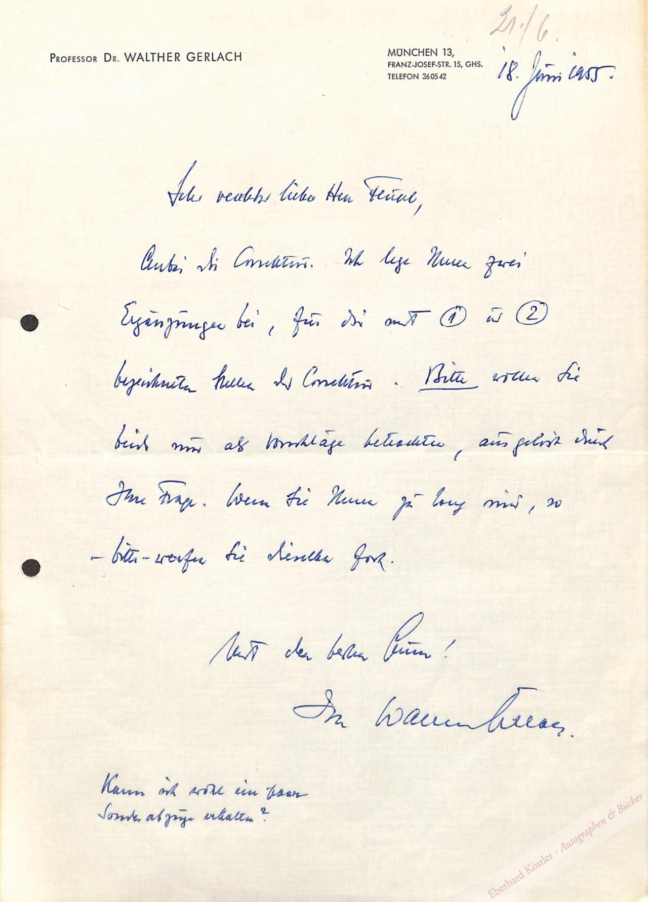 Gerlach, Walther, Physiker (1889-1979). Gerlach, Walther, Physiker (1889-1979).