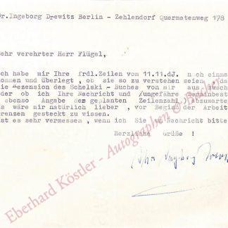 Drewitz, Ingeborg, Schriftstellerin (1923-1986). Drewitz, Ingeborg, Schriftstellerin (1923-1986).