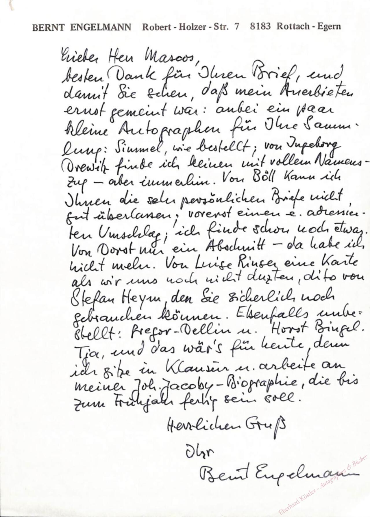 Engelmann, Bernt, Schriftsteller und Journalist (1921-1994). Engelmann, Bernt, Schriftsteller und Journalist (1921-1994).