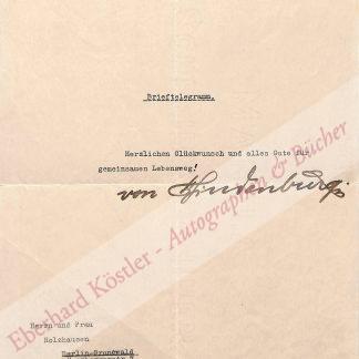 Hindenburg, Paul von, Reichspräsident (1847-1934).