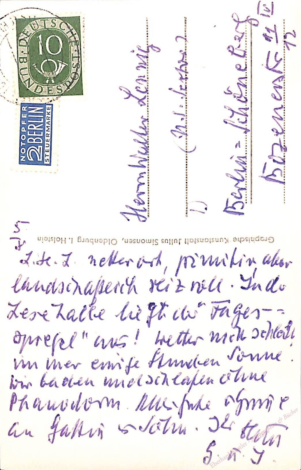 Benn, Gottfried, Schriftsteller (1886-1956). Benn, Gottfried, Schriftsteller (1886-1956).