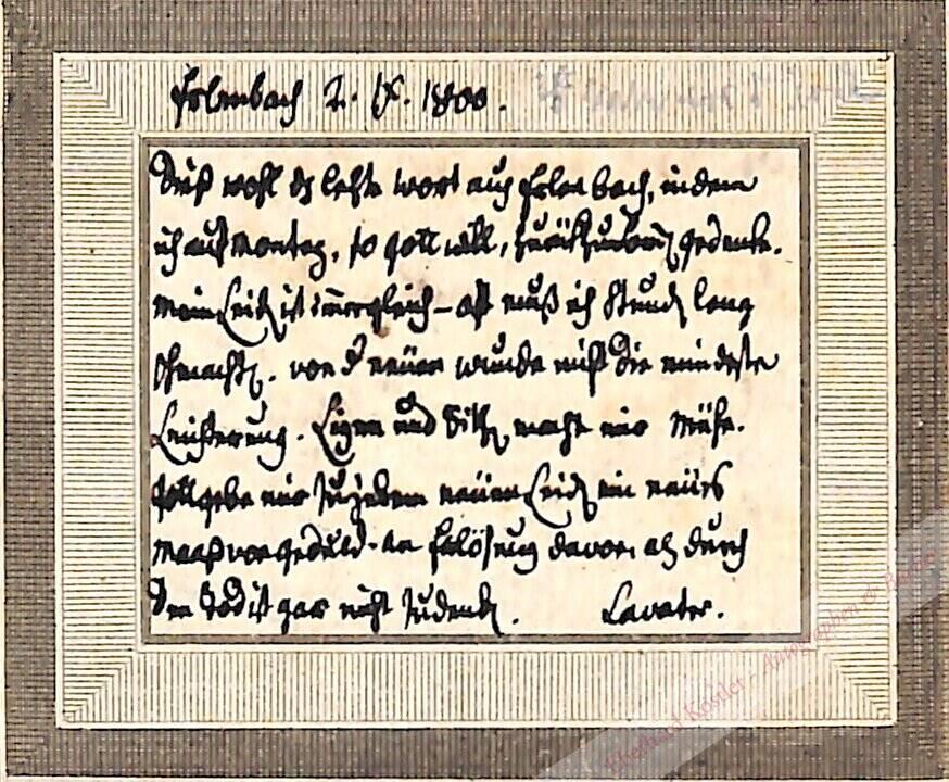 Lavater, Johann Caspar, Schriftsteller und Physiognom (1741-1801). Lavater, Johann Caspar, Schriftsteller und Physiognom (1741-1801).