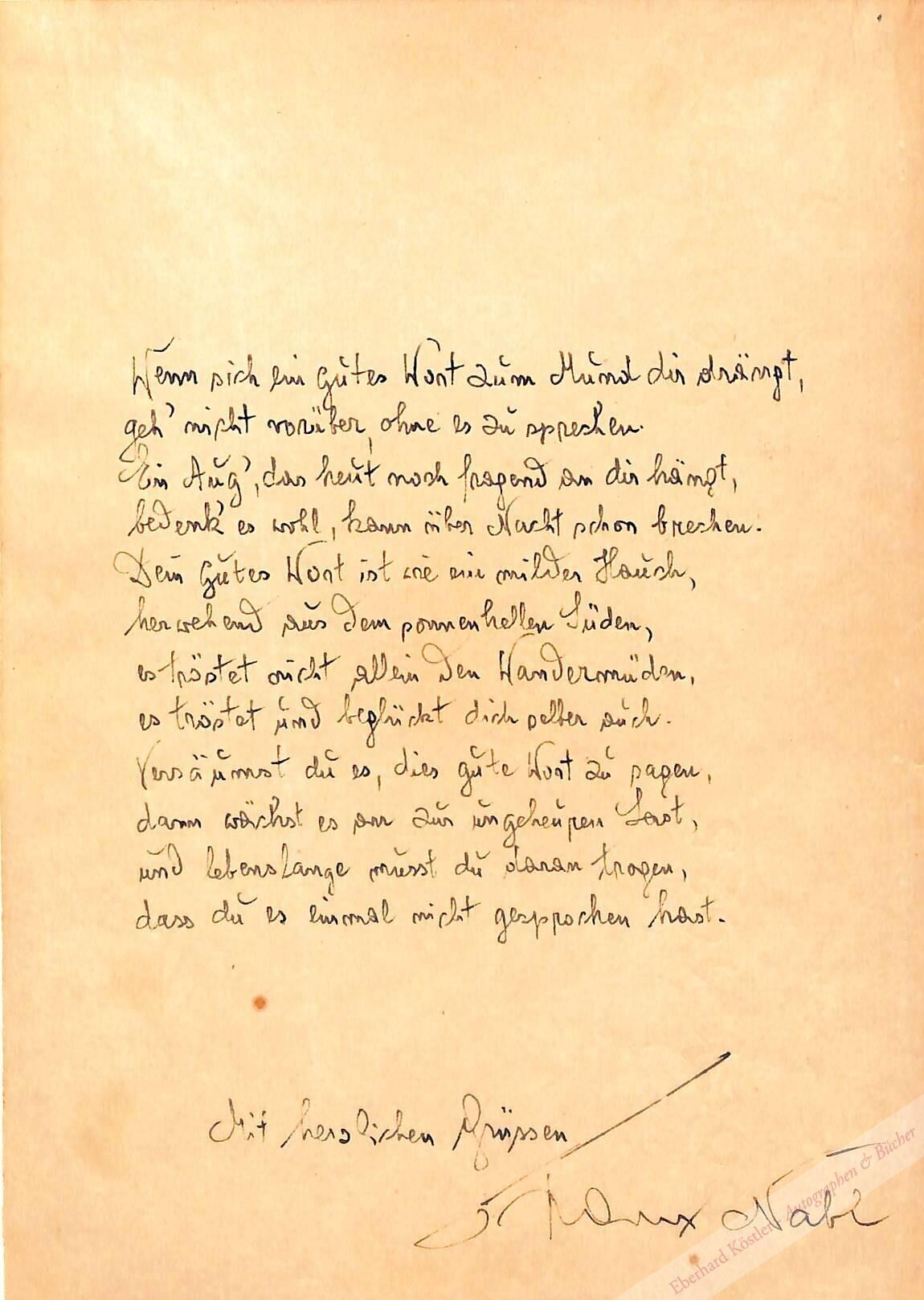 Nabl, Franz, Schriftsteller (1883-1974). Nabl, Franz, Schriftsteller (1883-1974).