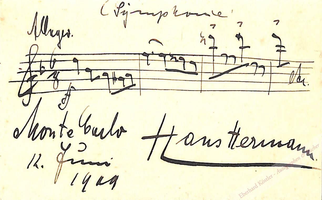 Hermann, Hans, Komponist (1870-1931). Hermann, Hans, Komponist (1870-1931).