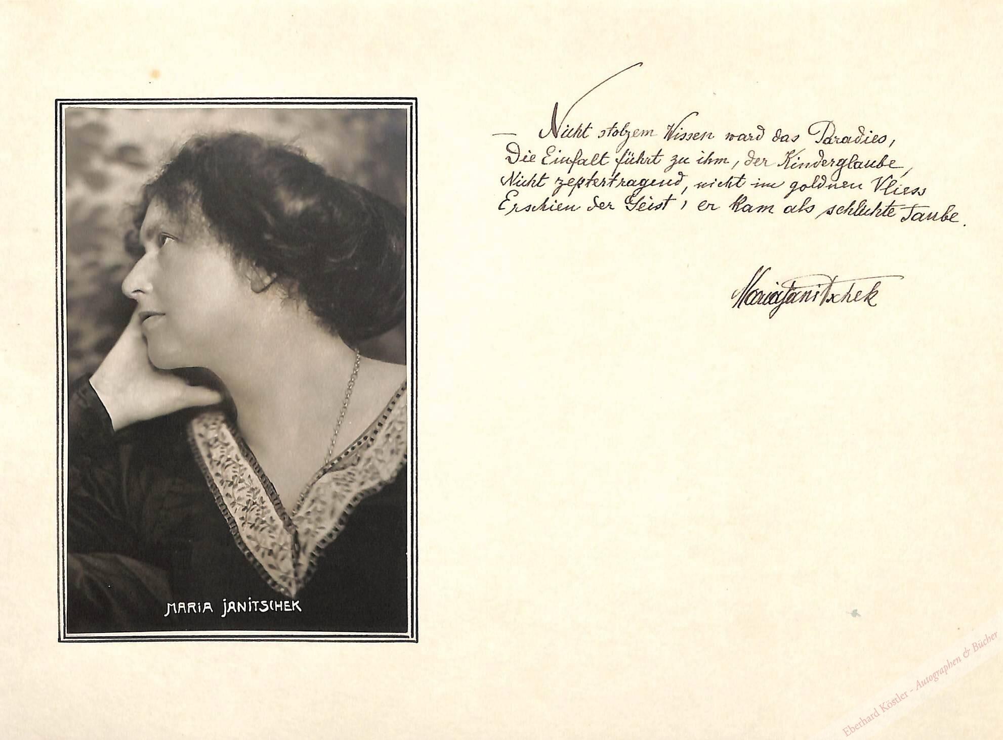 Janitschek, Maria (Pseud. Marius Stein), Schriftstellerin und Frauenrechtlerin (1859-1927). Janitschek, Maria (Pseud. Marius Stein), Schriftstellerin und Frauenrechtlerin (1859-1927).