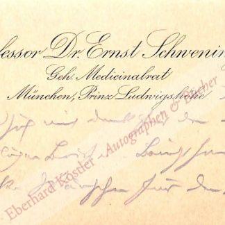 Schweninger, Ernst, Bismarcks Leibarzt und Medizinhistoriker (1850-1924).
