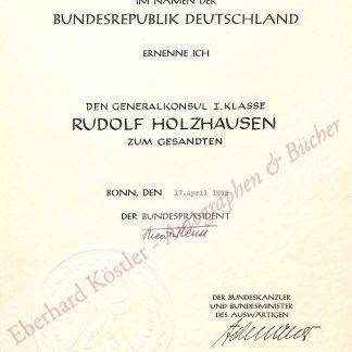 Heuss, Theodor und Konrad Adenauer, Bundespräsident und Bundeskanzler (1884-1963) und (1876-1967).