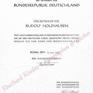 Heuss, Theodor und Konrad Adenauer, Bundespräsident und Bundeskanzler (1884-1963) und (1876-1967).