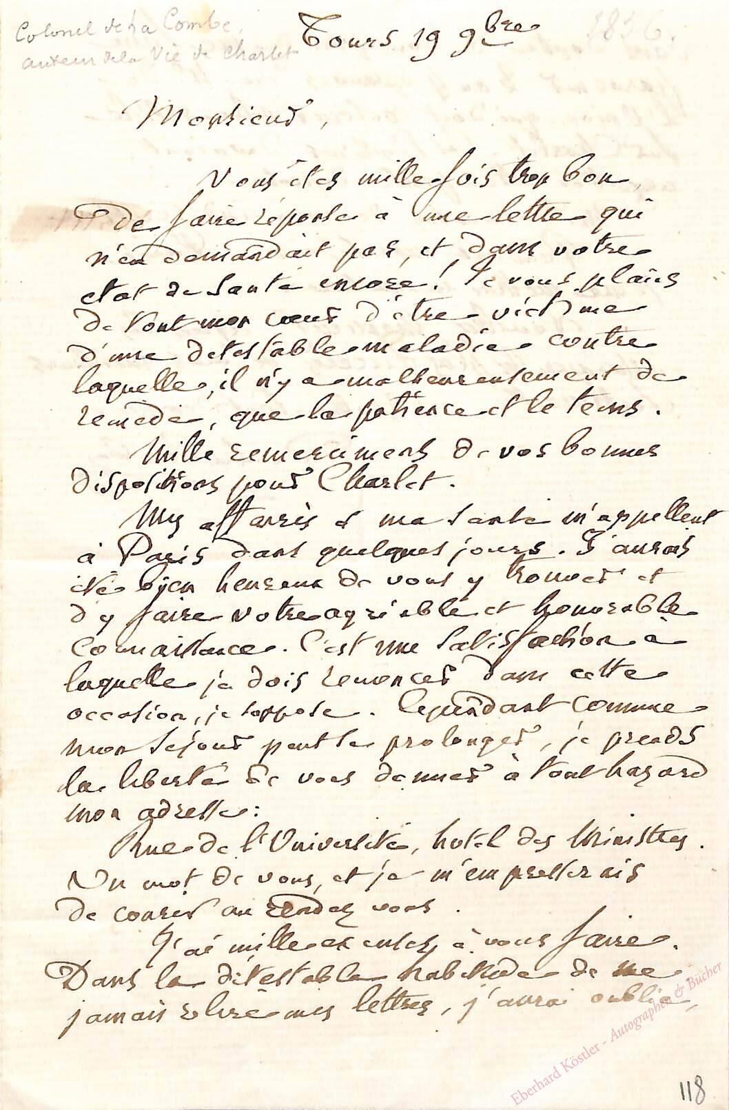 Le Blanc de La Combe, Joseph-Félix, Sammler und Historiker (1790-1862). Le Blanc de La Combe, Joseph-Félix, Sammler und Historiker (1790-1862).