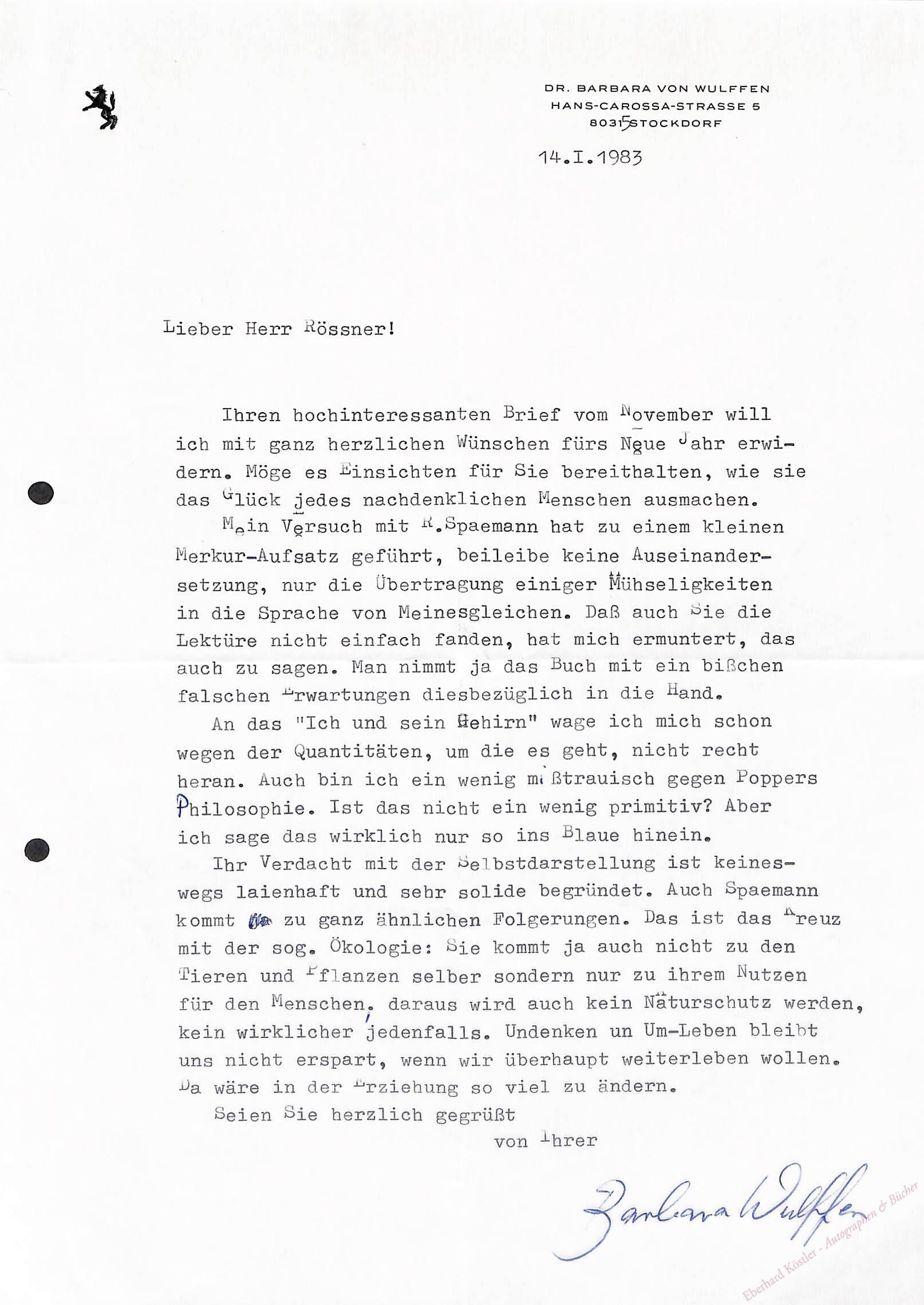 Wulffen, Barbara von, Schriftstellerin (1936-2021). Wulffen, Barbara von, Schriftstellerin (1936-2021).