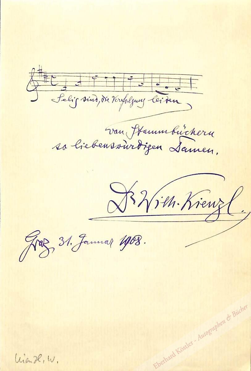 Kienzl, Wilhelm, Komponist (1857-1941). Kienzl, Wilhelm, Komponist (1857-1941).