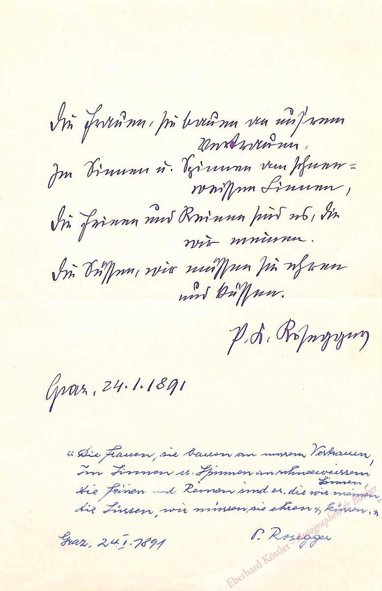 Rosegger, Peter, Schriftsteller (1843-1916). Rosegger, Peter, Schriftsteller (1843-1916).