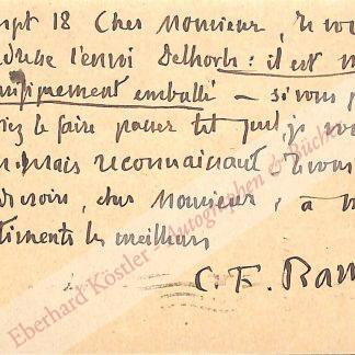 Ramuz, Charles Ferdinand, Schriftsteller (1878-1967).