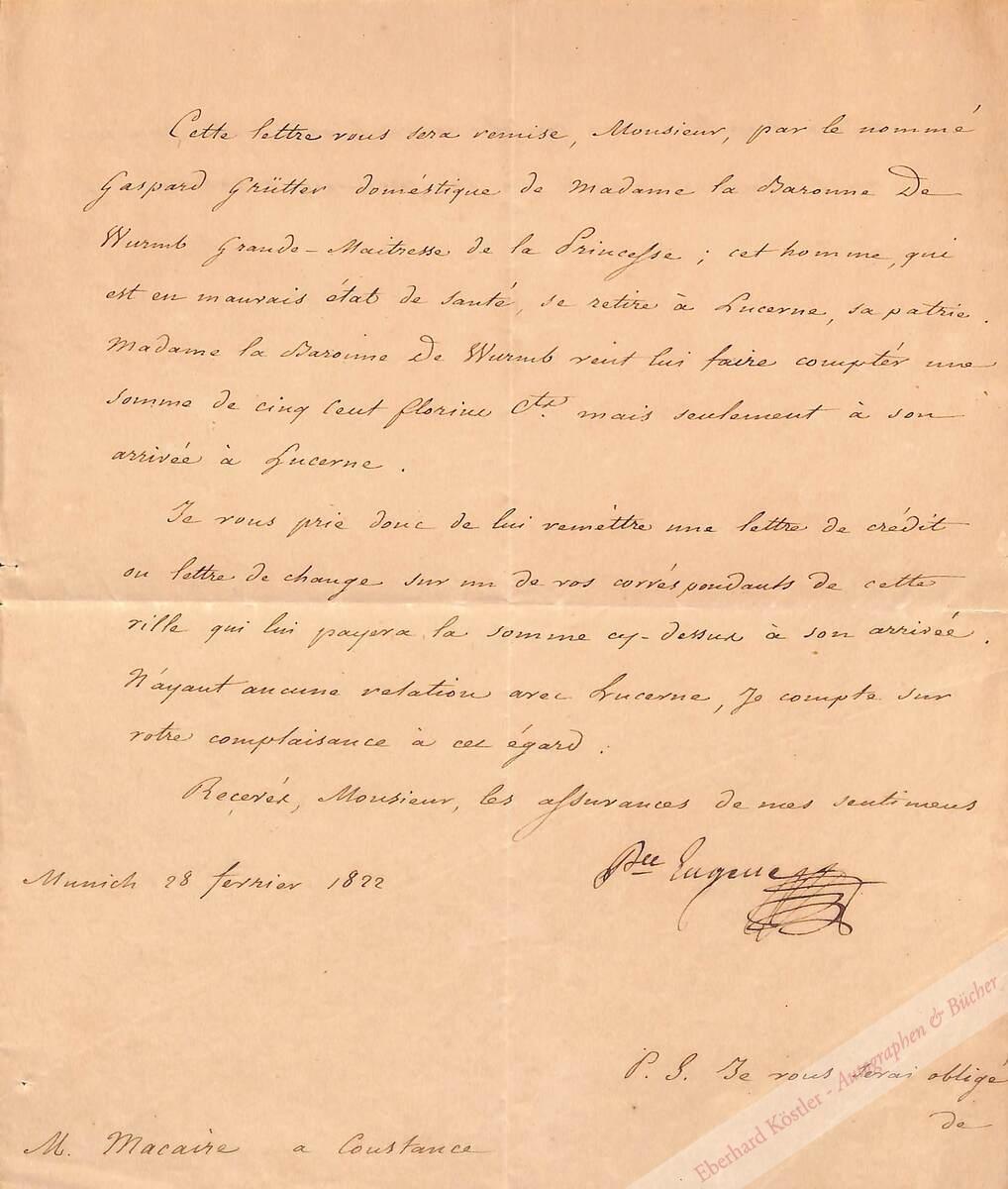 Eugène de Beauharnais, Stiefsohn Napoleons, Vizekönig von Italien, Herzog von Leuchtenberg (1781-1824). Eugène de Beauharnais, Stiefsohn Napoleons, Vizekönig von Italien, Herzog von Leuchtenberg (1781-1824).