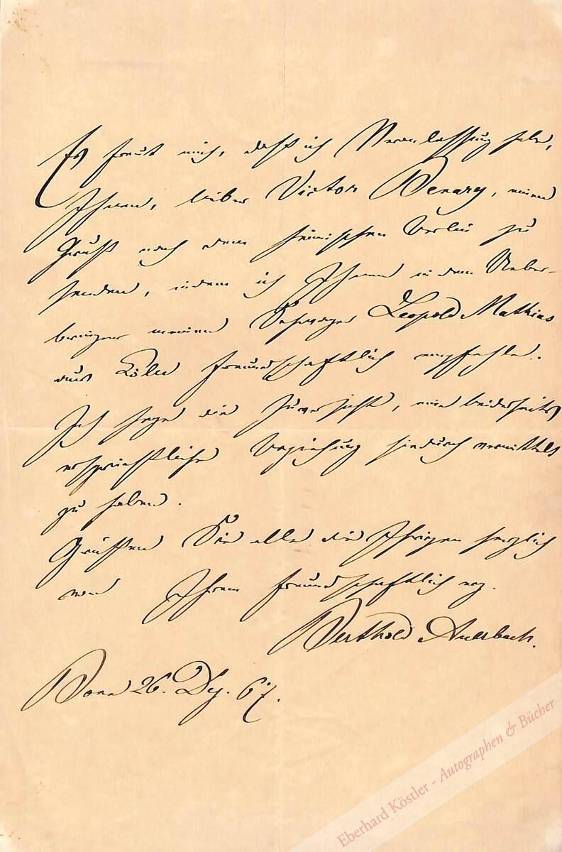 Auerbach, Berthold, Schriftsteller (1812-1882). Auerbach, Berthold, Schriftsteller (1812-1882).