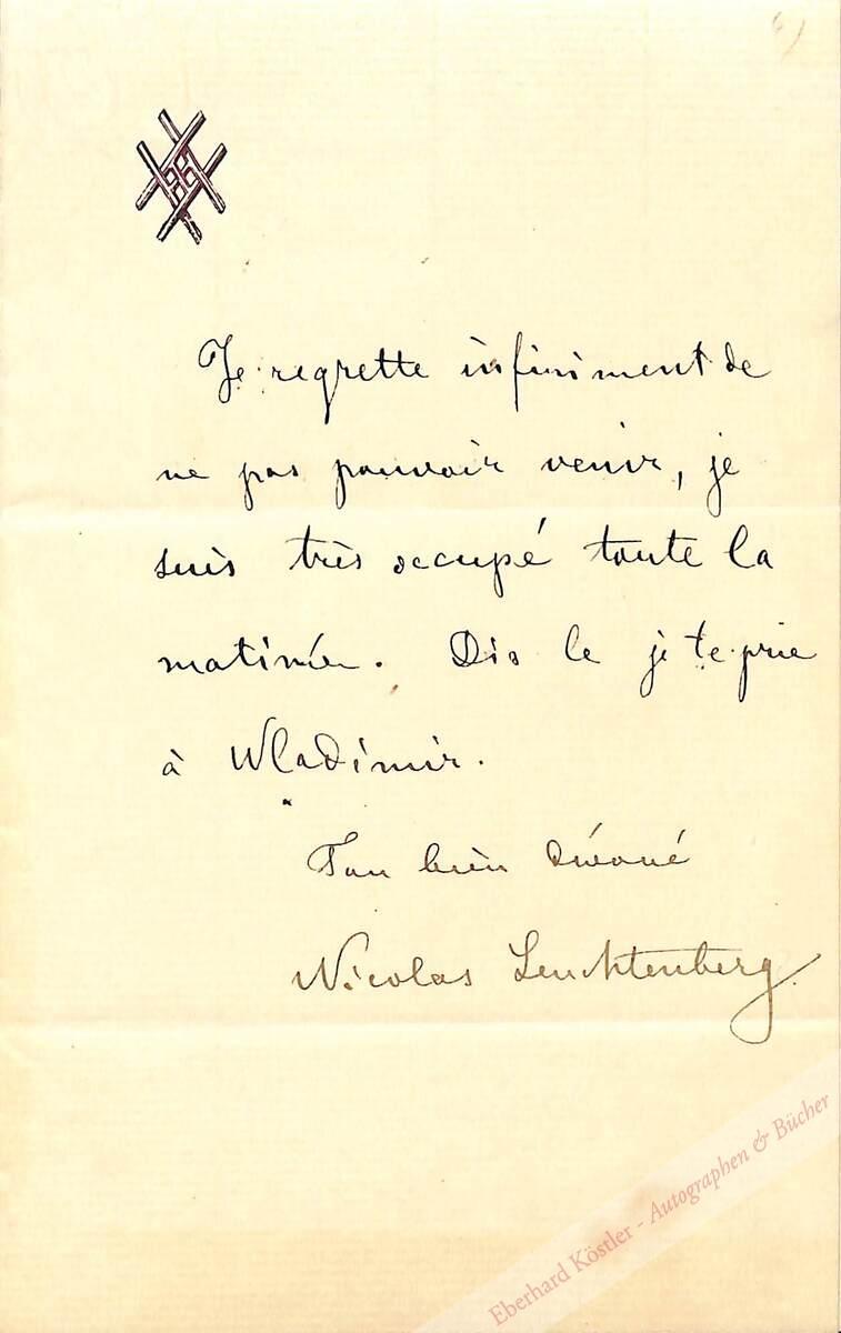 Beauharnais-Leuchtenberg, Nikolaus (Nikolai), Mineraliensammler (1843-1890/91). Beauharnais-Leuchtenberg, Nikolaus (Nikolai), Mineraliensammler (1843-1890/91).