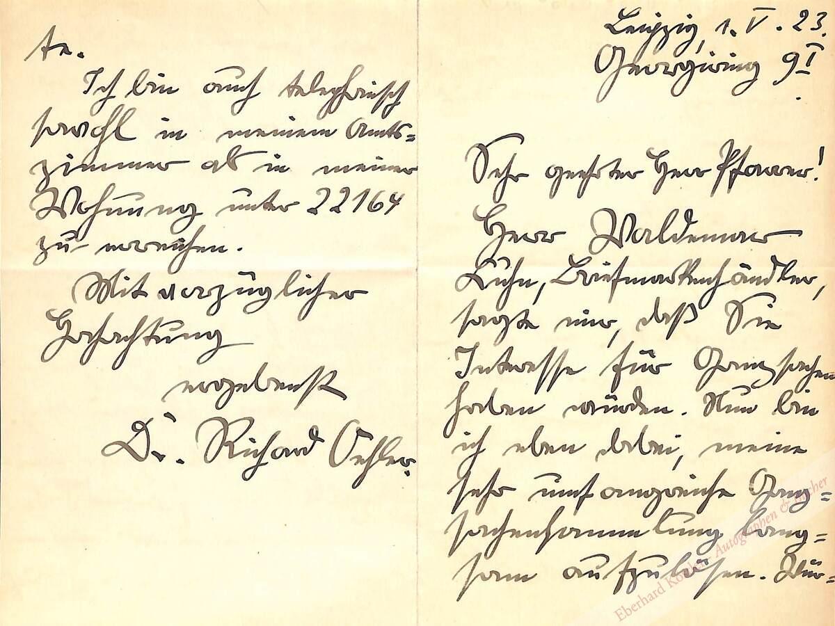 Oehler, Richard, Bibliothekar, Nietzsche-Forscher, Vetter Friedrich Nietzsches (1878-1948). Oehler, Richard, Bibliothekar, Nietzsche-Forscher, Vetter Friedrich Nietzsches (1878-1948).