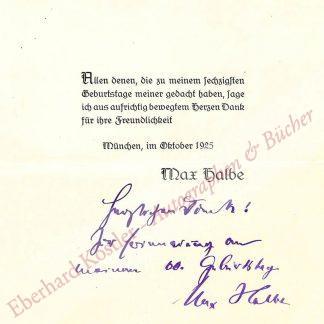 Halbe, Max, Schriftsteller (1865-1944). Halbe, Max, Schriftsteller (1865-1944).