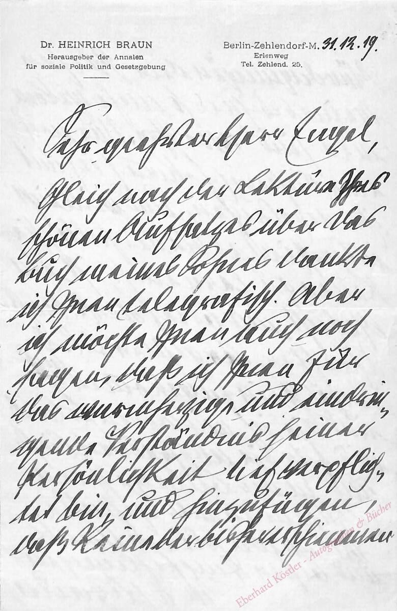 Braun, Heinrich, Publizist und Politiker (1854-1927). Braun, Heinrich, Publizist und Politiker (1854-1927).