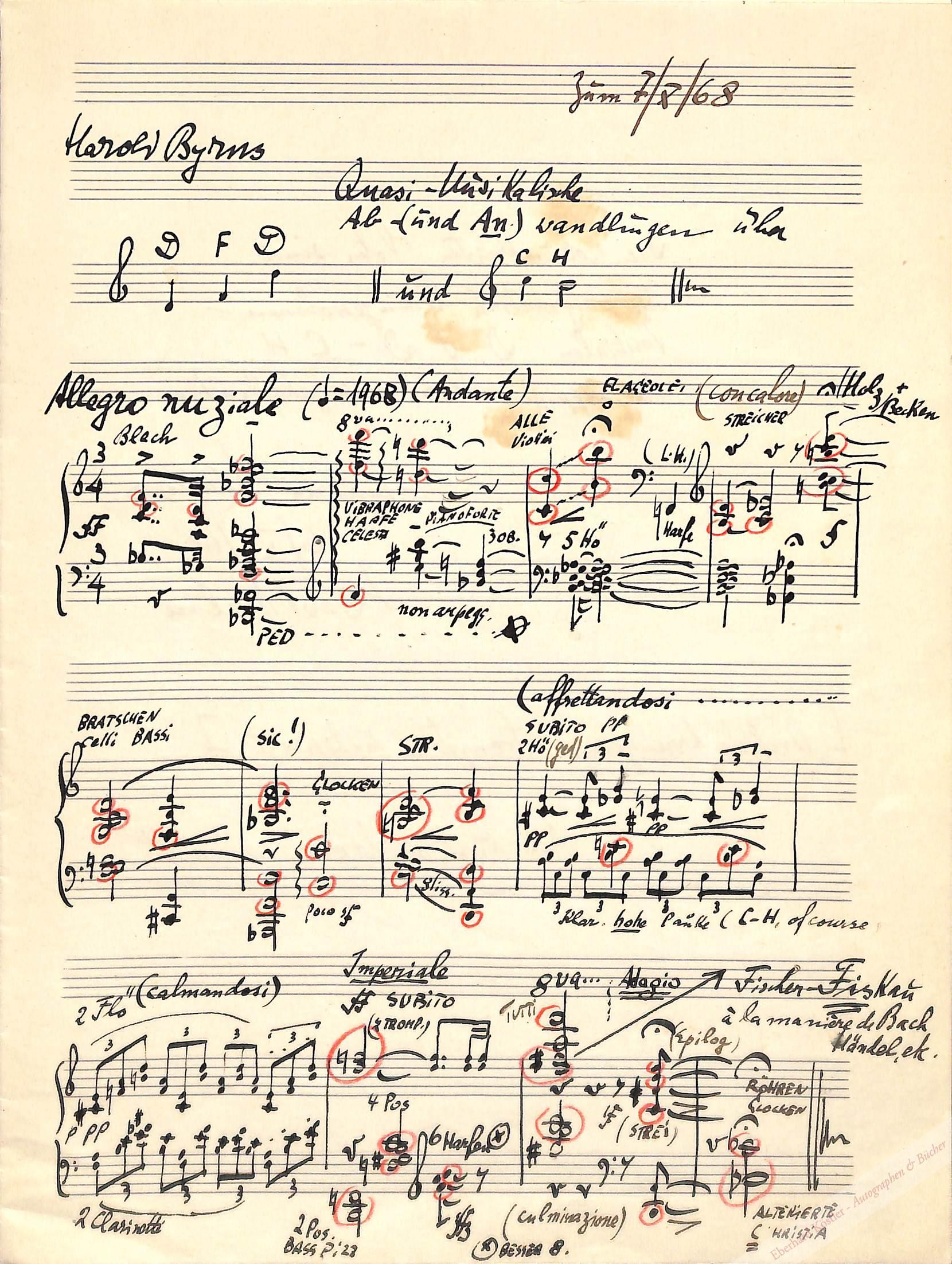 Byrns, Harold (eig. Hans Bernstein), Dirigent und Komponist (1903-1977). Byrns, Harold (eig. Hans Bernstein), Dirigent und Komponist (1903-1977).
