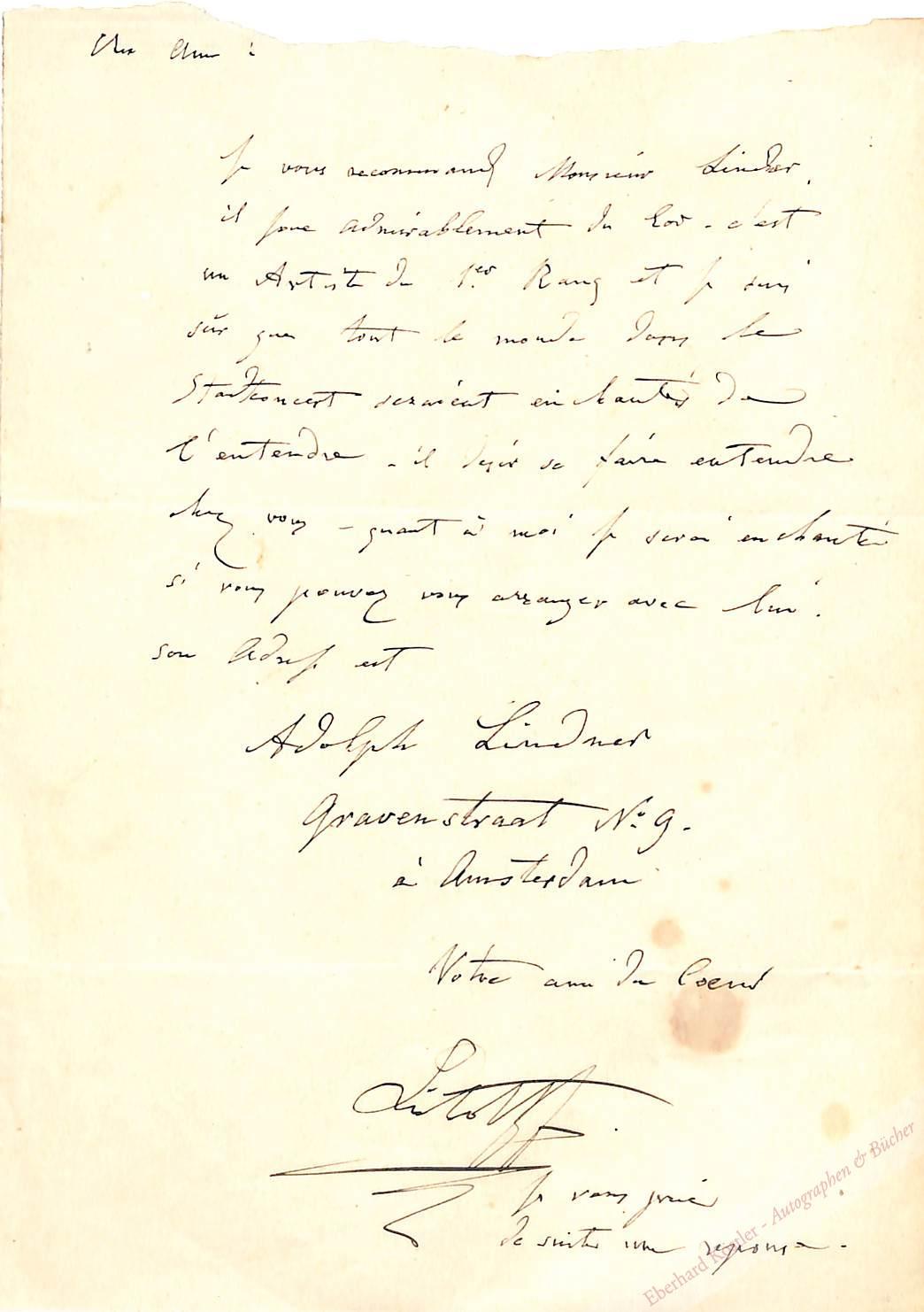 Litolff, Henry, Komponist und Pianist (1818-1891). Litolff, Henry, Komponist und Pianist (1818-1891).