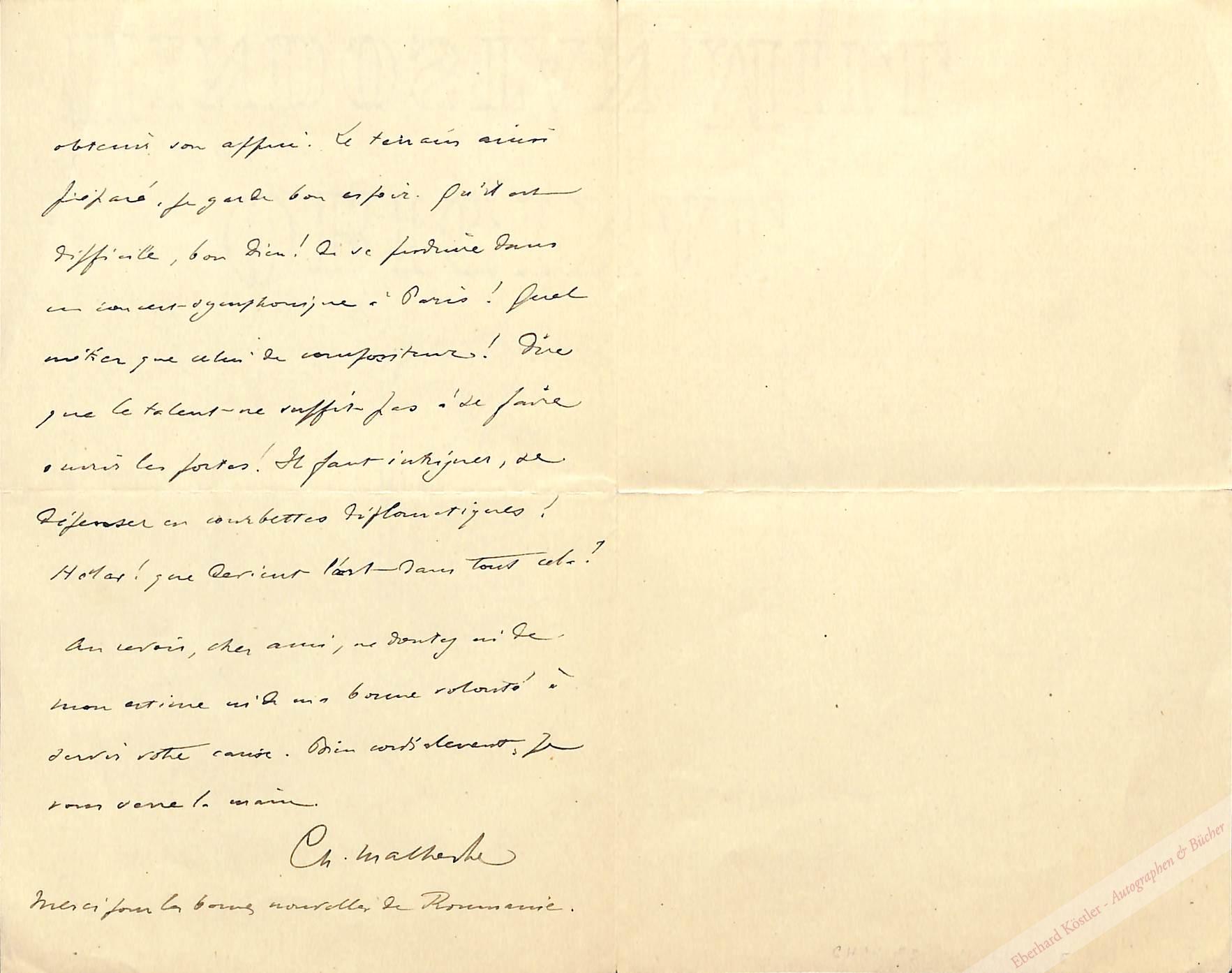 Malherbe, Charles, Musikwissenschaftler und Komponist (1853-1911). Malherbe, Charles, Musikwissenschaftler und Komponist (1853-1911).