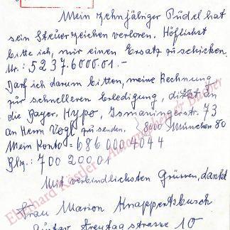 Knappertsbusch, Hans - Knappertsbusch, Marion, Gattin des Dirigenten (1898-1984). Knappertsbusch, Hans - Knappertsbusch, Marion, Gattin des Dirigenten (1898-1984).