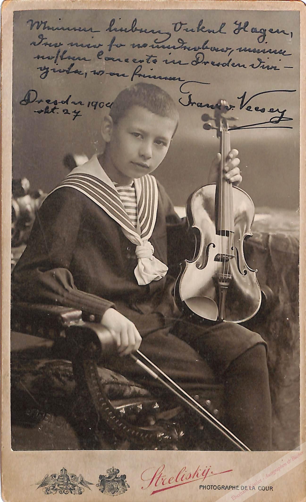 Vecsey, Franz (Ferenc)von, Geiger und Komponist (1893-1935). Vecsey, Franz (Ferenc)von, Geiger und Komponist (1893-1935).