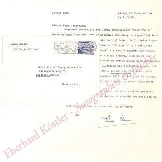 Mann, Thomas, Schriftsteller und Nobelpreisträger (1875-1955). Mann, Thomas, Schriftsteller und Nobelpreisträger (1875-1955).