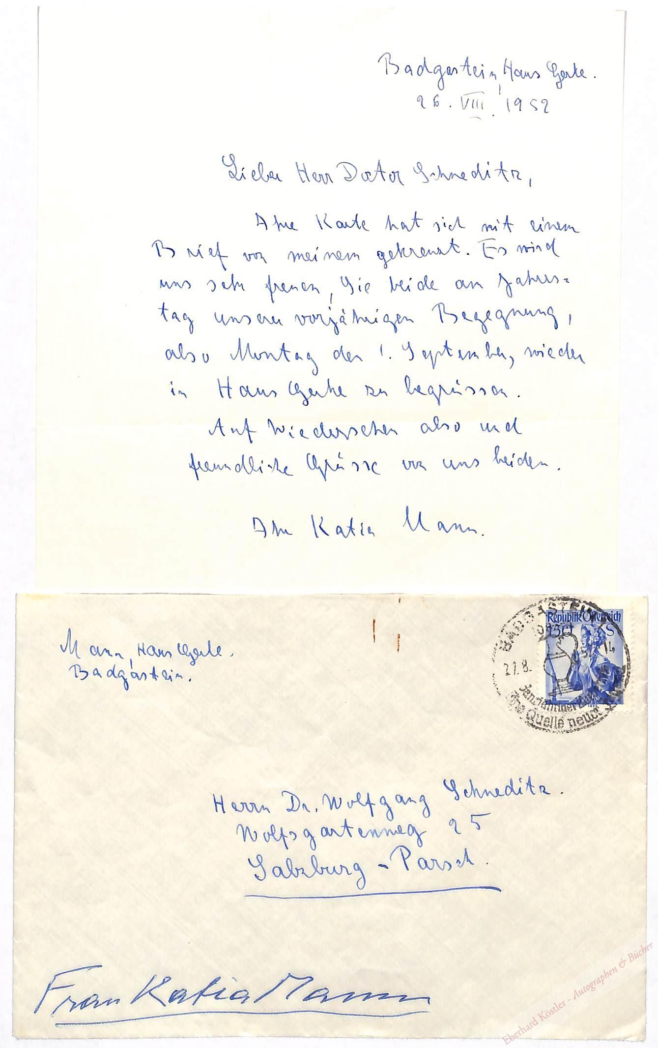 Mann, Katia, geb. Pringsheim, Ehefrau Thomas Manns (1883-1980). Mann, Katia, geb. Pringsheim, Ehefrau Thomas Manns (1883-1980).
