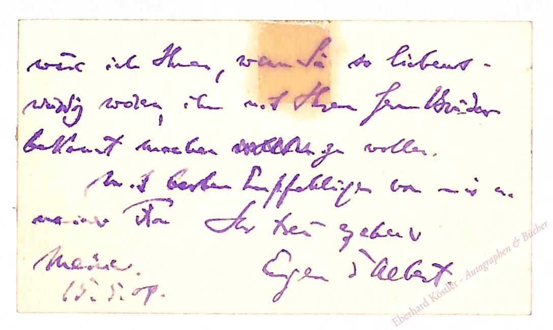 Albert, Eugen d', Komponist (1864-1932). Albert, Eugen d', Komponist (1864-1932).