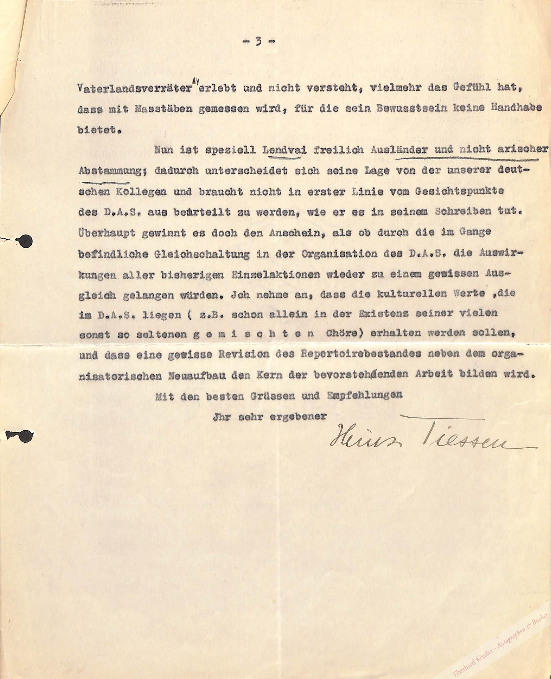 Tiessen, Heinz, Komponist, Dirigent und Musikpädagoge (1887-1971). Tiessen, Heinz, Komponist, Dirigent und Musikpädagoge (1887-1971).