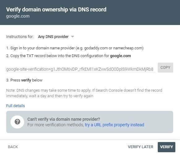 instalar google search console