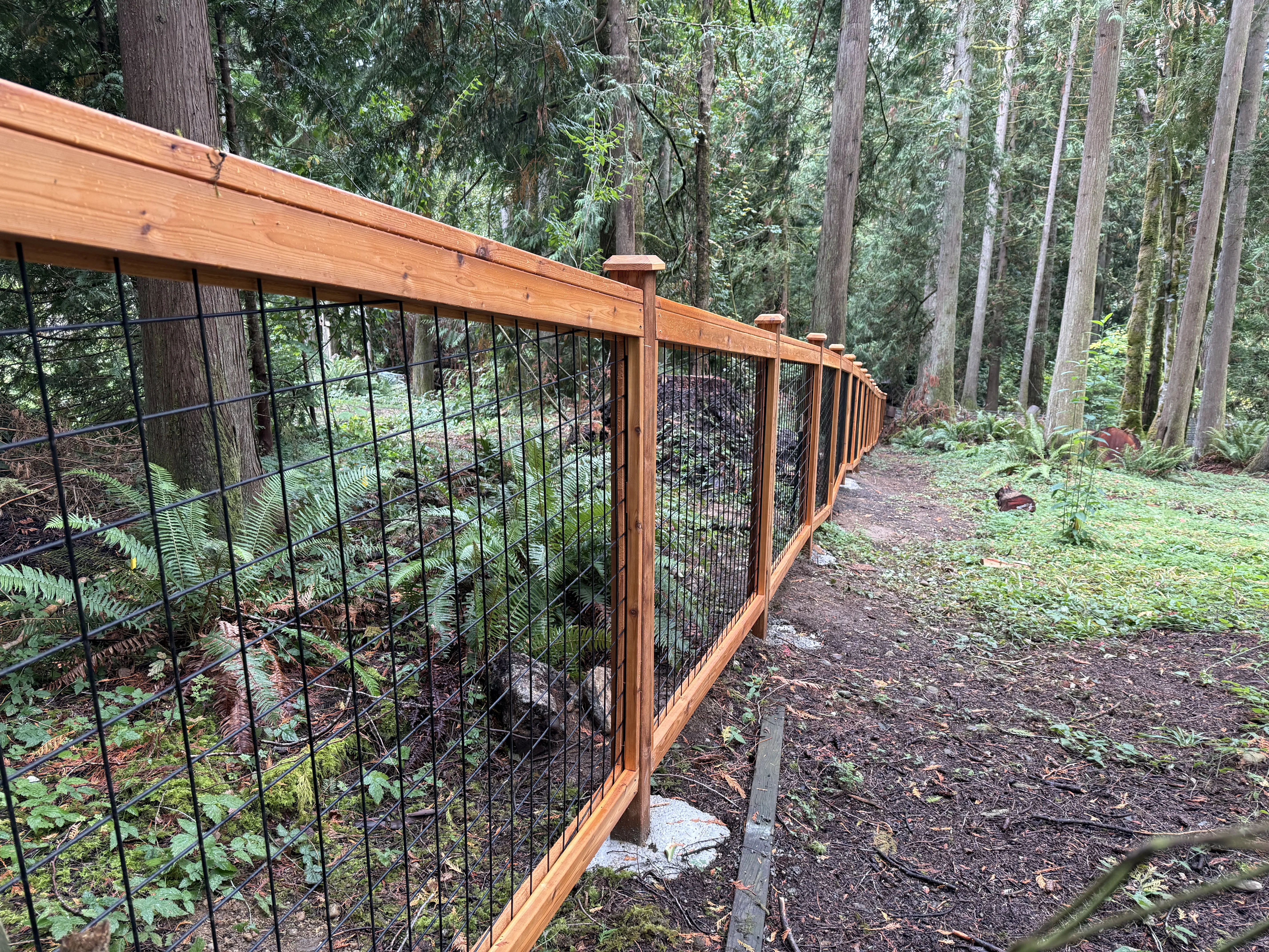 Hogwire with cedar frame fence in Falling Water