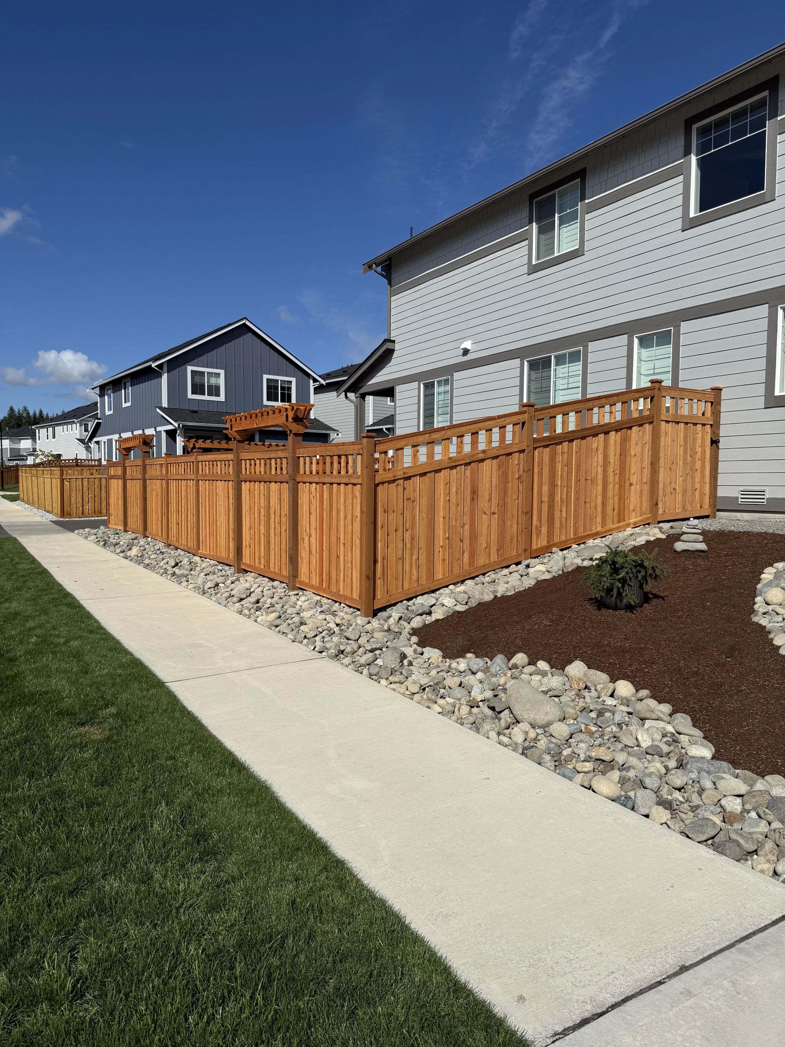 Flexible fence financing options - real cedar fence with top window panels