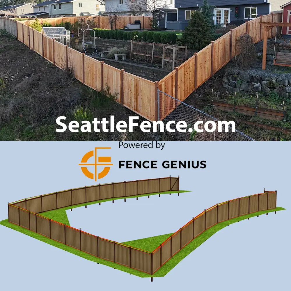 Completed cedar fence installation showing a finished Seattle fence builder project