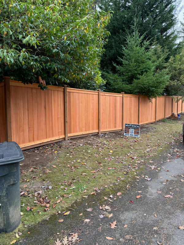 Cedar privacy fence installed by MyFence.com on a residential property in Bellevue WA