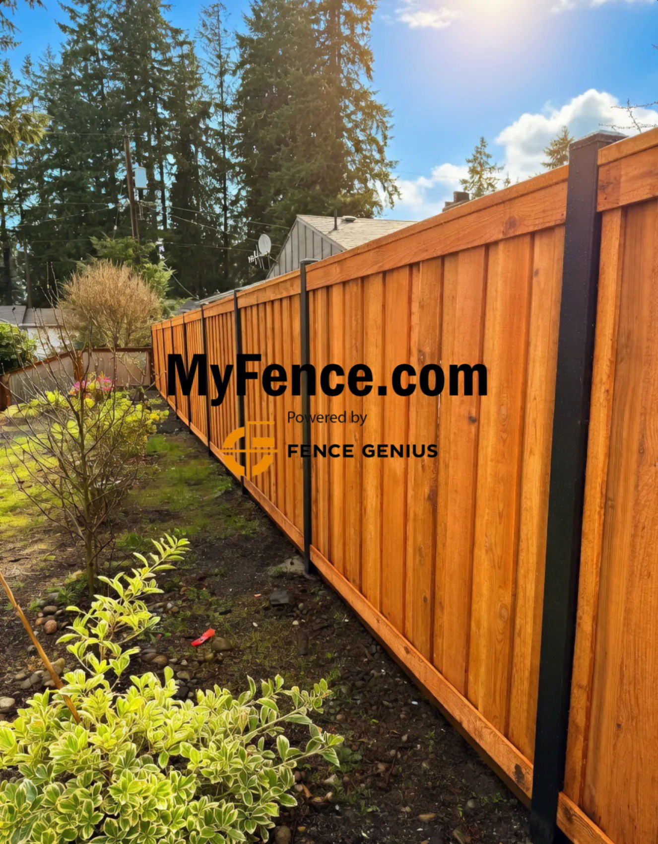 Steel and cedar hybrid fence installed in Kent
