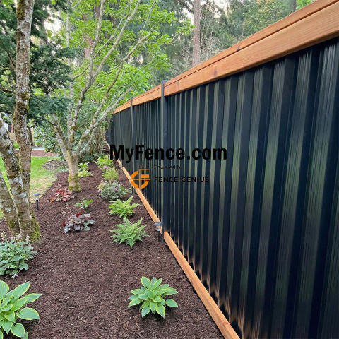Steel and cedar hybrid fence installed near Buckley WA