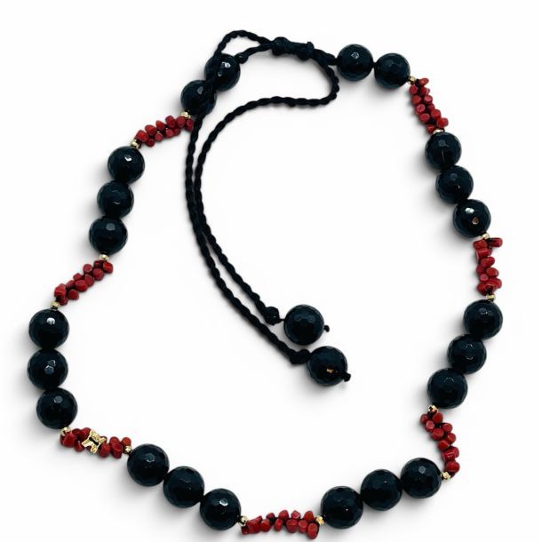 Collana Rajola Onice, Corallo e Oro