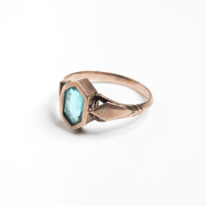 anello oro vintage pietra blu 2
