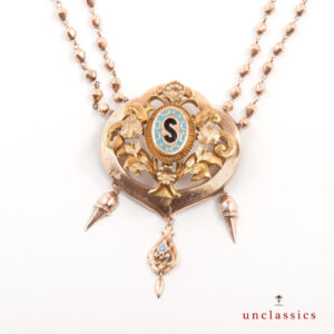 Collana antica primi '900 'Concertino' 'in oro 9 kt con smalti