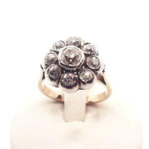 Anello antico inizi '900 in Oro bianco e giallo 18 kt con Diamanti