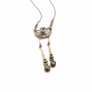 Collana antica primi '900 in oro 9 kt e argento con diamanti
