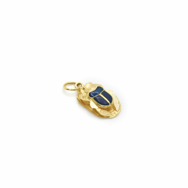 Pendente vintage scarabeo in oro giallo 18 kt con smalti blu