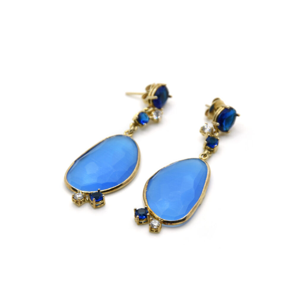 Orecchini Donna Argento 925 Vancleef Dorato Quadrifoglio Cristalli _LS – Gioielleria Petrillo