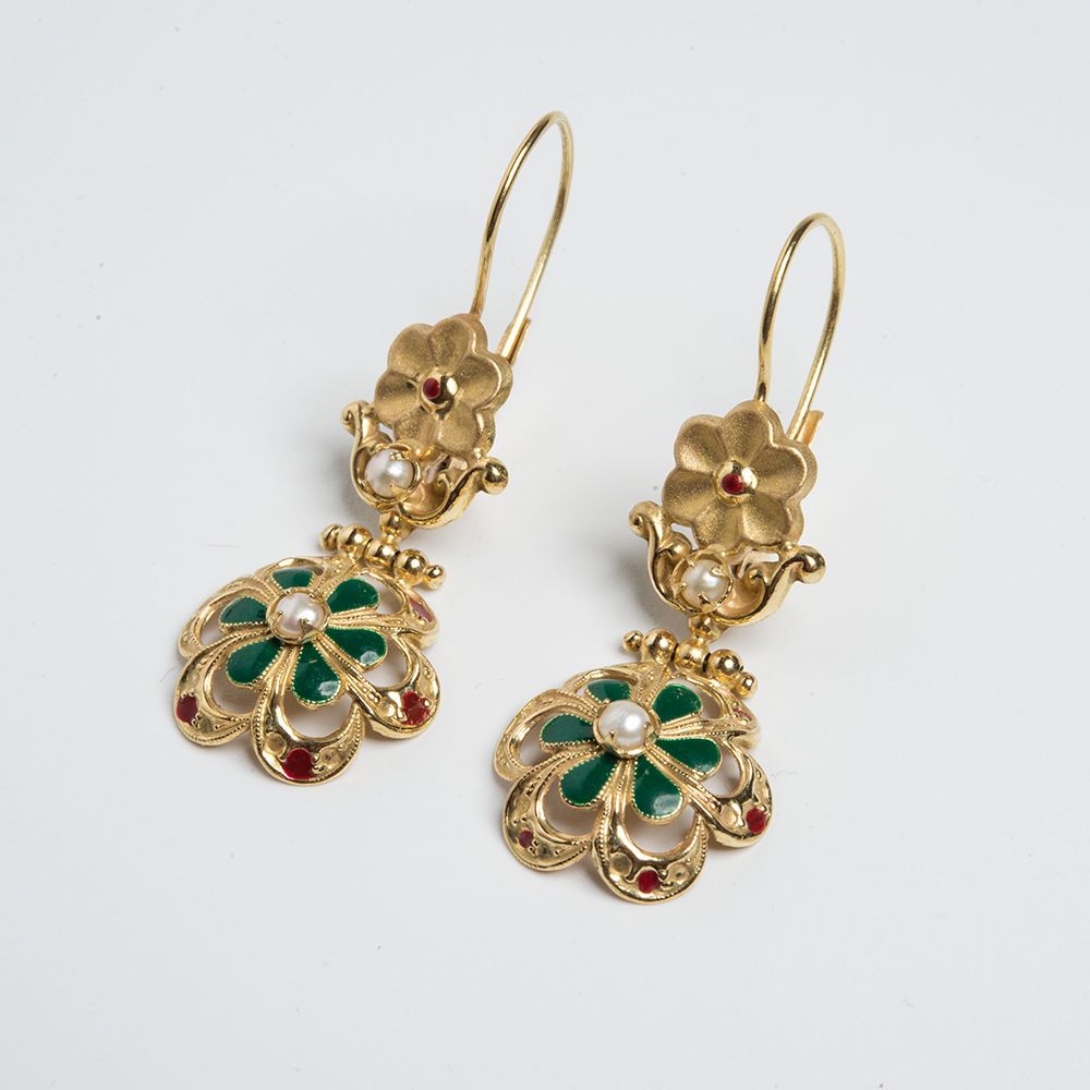 Orecchini Ioka Oro Giallo 14k Con Zirconi Cuore - Pendenti A Leva